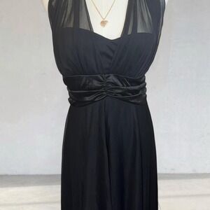 Vintage Y2K XOXO Black Chiffon Halter Dress Satin Waist Size 9